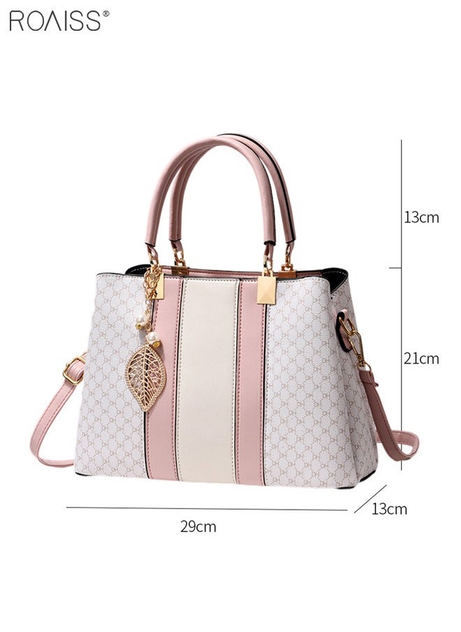 roaiss - Women's Fashionable Checkered Crossbody Bag Pu Leather Handbag With Exquisite Pendant Accessories - Image 1