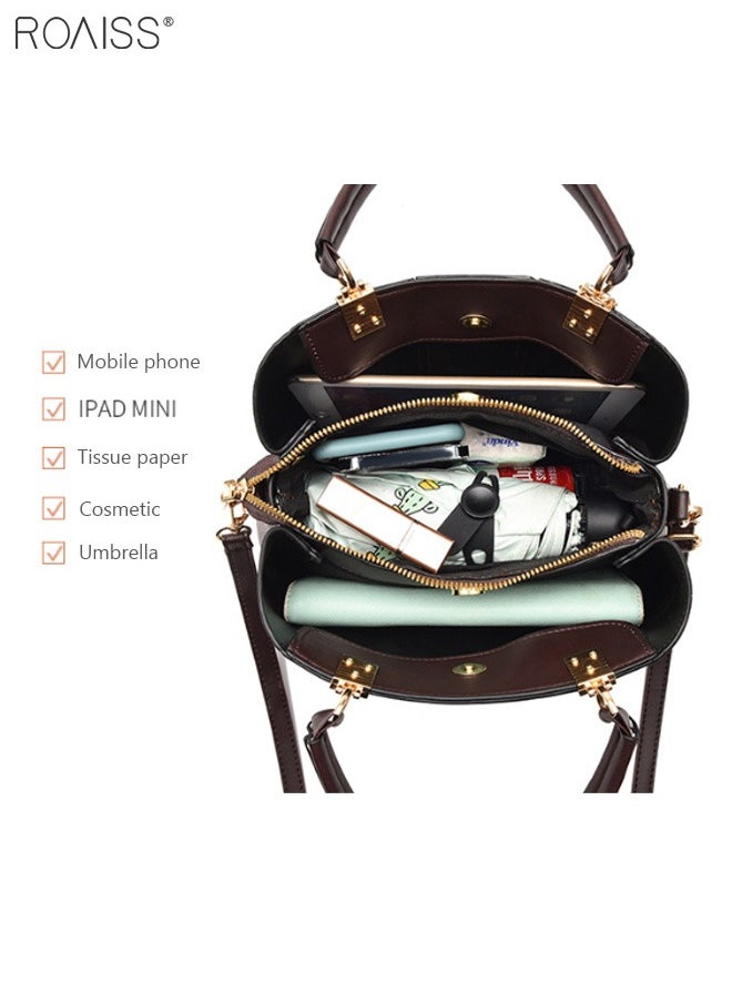 roaiss - Women's Fashionable Checkered Crossbody Bag Pu Leather Handbag With Exquisite Pendant Accessories - Image 1