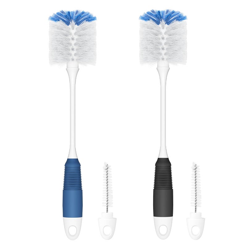 Amazer Bottle Brush Cleaner, Long Flexible Handle Bottle Brush Scrub for Water Bottles, Glasswares, Tumblers, Travel Coffee Mugs, 2 Pack - Image 1