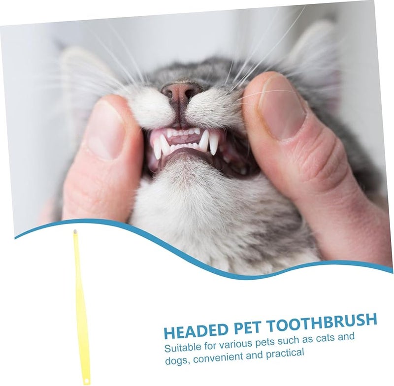 فرشاة أسنان ناعمة صغيرة للحيوانات الأليفة للكلاب والقطط مقبض طويل أداة تنظيف الفم شعيرات ناعمة - Image 5