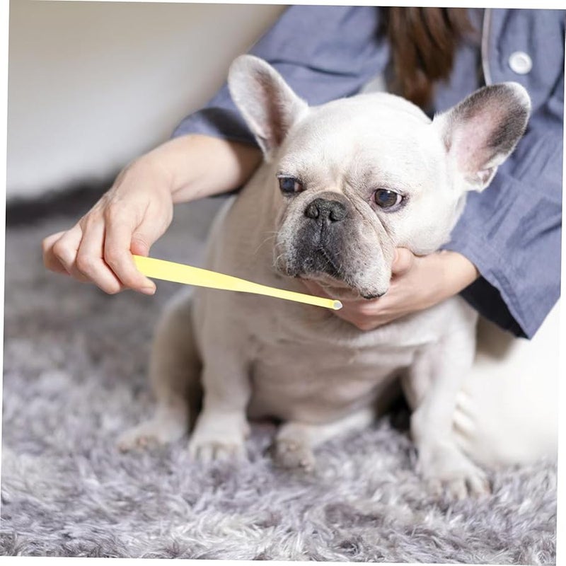 فرشاة أسنان ناعمة صغيرة للحيوانات الأليفة للكلاب والقطط مقبض طويل أداة تنظيف الفم شعيرات ناعمة - Image 2