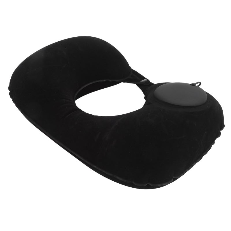 U Shape Pillow Inflatable Head Rest - Press Inflate Cervical Protection Pillow With Fluffy PVC Material for Car Office Aircraft Travel - Image 4
