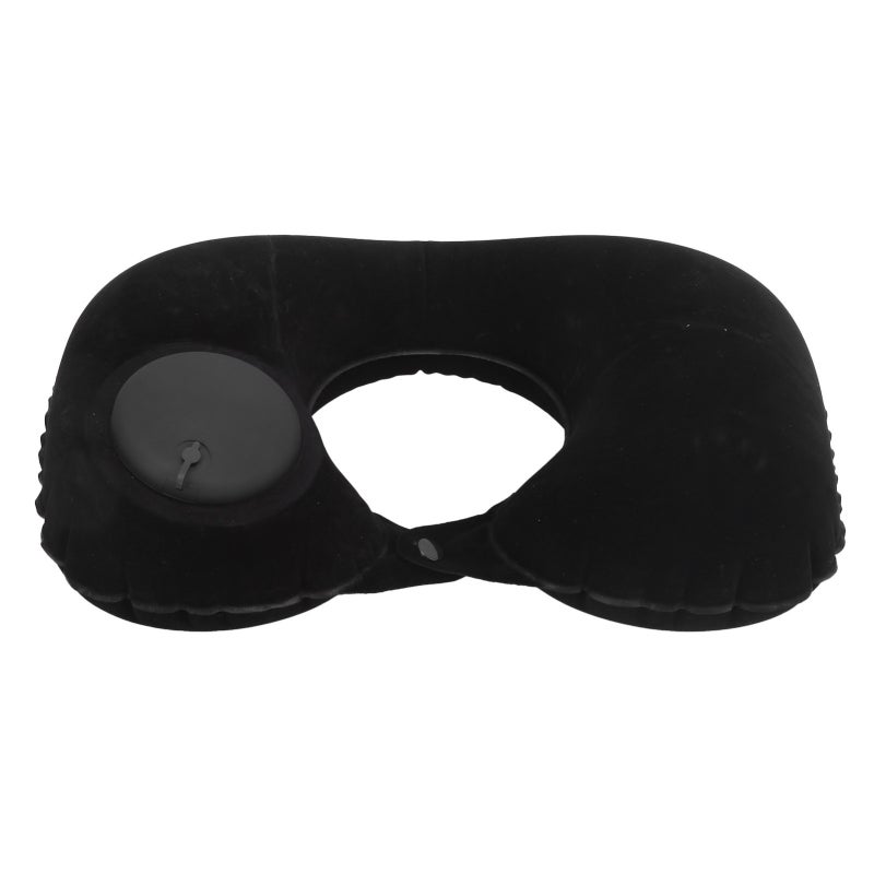U Shape Pillow Inflatable Head Rest - Press Inflate Cervical Protection Pillow With Fluffy PVC Material for Car Office Aircraft Travel - Image 1