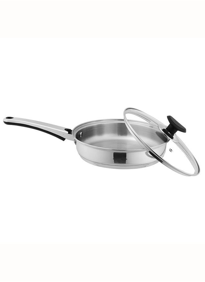 SONEX SONEX Supreme Frying Pan/Skillet 22cm (2 Ltr) – Stainless Steel, Glass Lid, Cool Ergonomic Handle, Sandwich Bottom, Durable Design, Dishwasher Safe, Stir Frying Pan, All Stoves Compatible  - Image 2