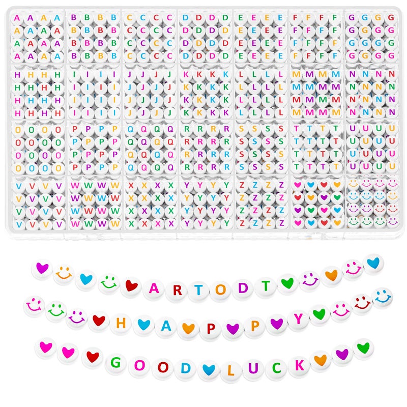 ARTDOT 1400 Pieces Letter Beads for Friendship Bracelets Making Kit, 28 Styles Assortment Jewelry Making Supplies Alphabet Beads Set with Cases Preppy Crafts - Image 1