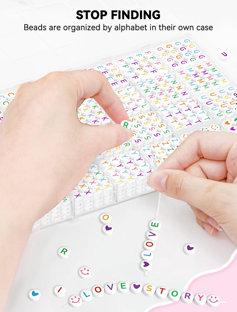 ARTDOT 1400 Pieces Letter Beads for Friendship Bracelets Making Kit, 28 Styles Assortment Jewelry Making Supplies Alphabet Beads Set with Cases Preppy Crafts - Image 3