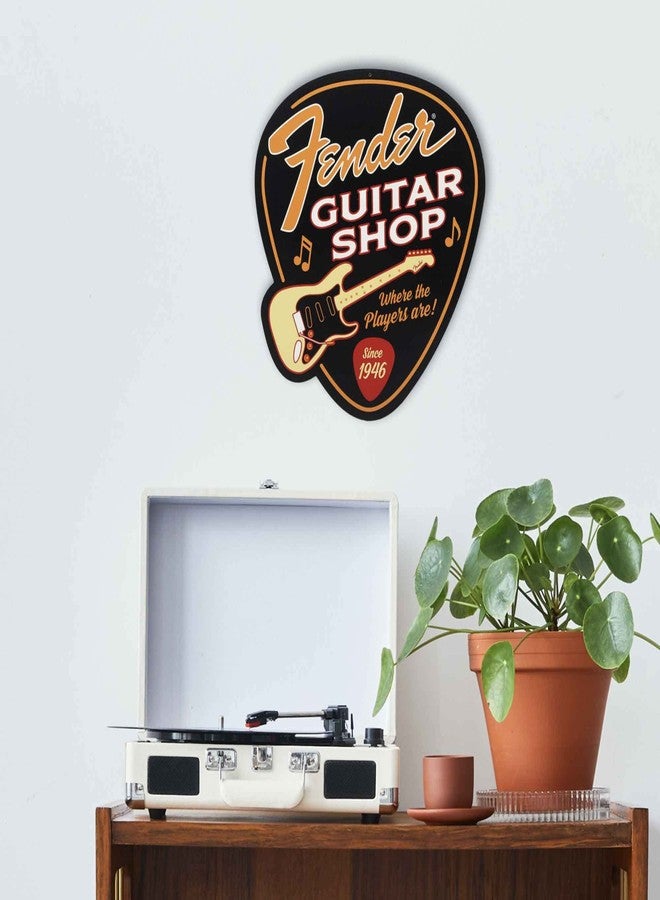 Open Road Brands Fender Guitar Shop Pick-Shaped Metal Sign - Vintage Fender Sign for Music Room or Man Cave - Image 5