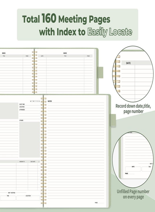 ساني مفكرة سوني نصف اجتماع نصف ملاحظة - 8.5 × 11 بوصة، مفكرة عمل احترافية - 160 صفحة، مقاس B5، منظم مشاريع، منظم اجتماعات حلزوني للرجال والنساء، لتدوين الملاحظات، غلاف من الجلد النباتي - Image 4