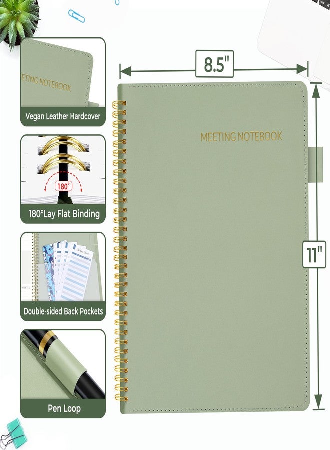 ساني مفكرة سوني نصف اجتماع نصف ملاحظة - 8.5 × 11 بوصة، مفكرة عمل احترافية - 160 صفحة، مقاس B5، منظم مشاريع، منظم اجتماعات حلزوني للرجال والنساء، لتدوين الملاحظات، غلاف من الجلد النباتي - Image 3