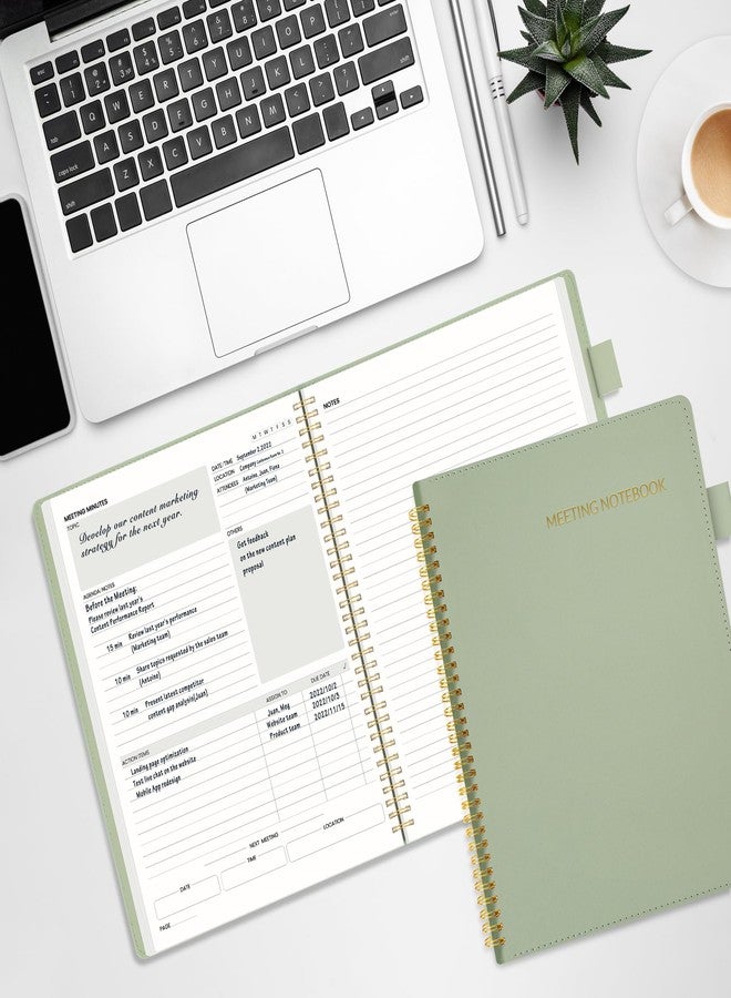ساني مفكرة سوني نصف اجتماع نصف ملاحظة - 8.5 × 11 بوصة، مفكرة عمل احترافية - 160 صفحة، مقاس B5، منظم مشاريع، منظم اجتماعات حلزوني للرجال والنساء، لتدوين الملاحظات، غلاف من الجلد النباتي - Image 5