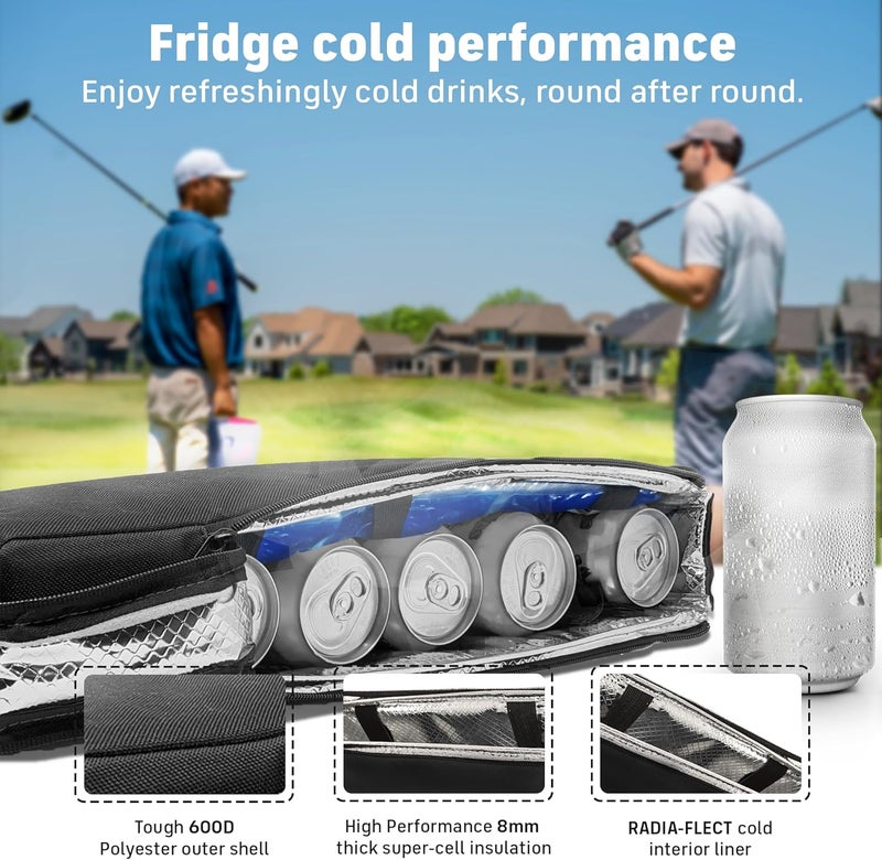 INTHEZONE Frostbox Golf Bag Cooler with Ice Pack | Insulated 6-Can Beer Sleeve | Stays Cold for Hours Discreet Hidden Design - Fits in Golf Bag - Image 5