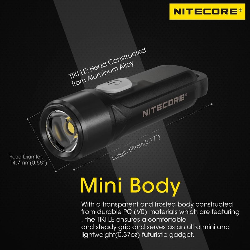 NITECORE Tiki LE 300 Lumen Rechargeable EDC Keychain Flashlight with NITECORE Tag - Image 5