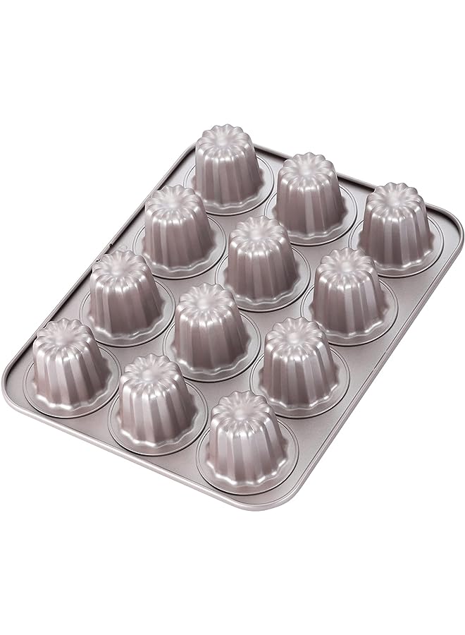 صينية كيك قالب كانيل، 12 تجويف غير لاصق، صينية كب كيك للخبز في الفرن (ذهبي شامبانيا) - Image 1