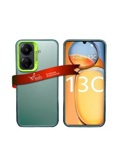 دبليو تيك غطاء حماية للكاميرا مصنوع من السيليكون مع شفاة خلفية شفافة مرتفعة لهاتف Xiaomi Redmi 13C 4G 2023 / Xiaomi Poco C65 4G 2023 أخضر  - Image 1