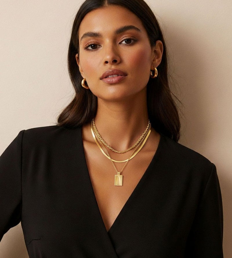 YEEZII Layered Gold Necklaces for Women Trendy, 3 Pcs 14K Gold Plated Choker Paperclip Box Chain Necklace, Stackable Women's Gold Pendant Necklaces Jewelry Set (White Gold) - Image 5