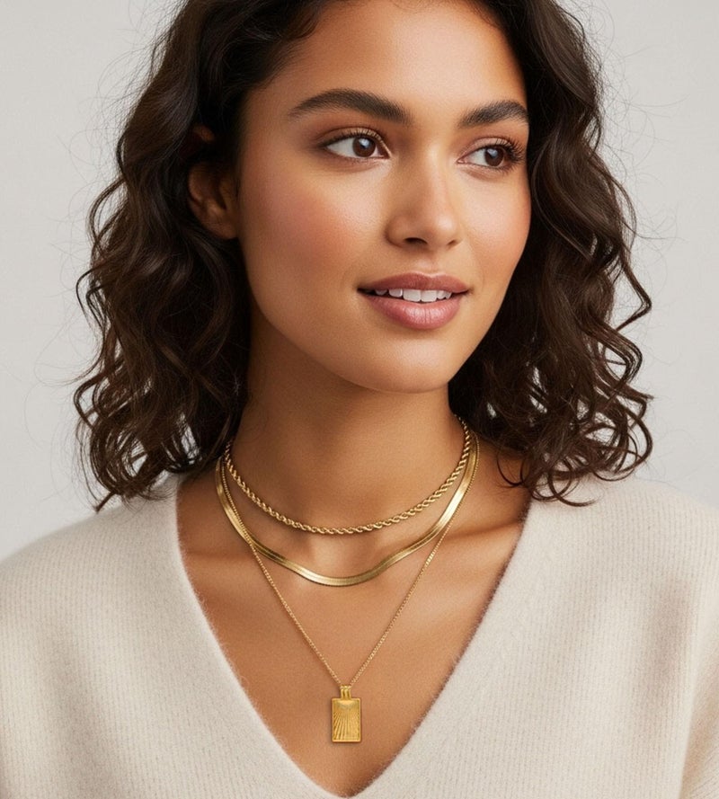 YEEZII Layered Gold Necklaces for Women Trendy, 3 Pcs 14K Gold Plated Choker Paperclip Box Chain Necklace, Stackable Women's Gold Pendant Necklaces Jewelry Set (White Gold) - Image 4
