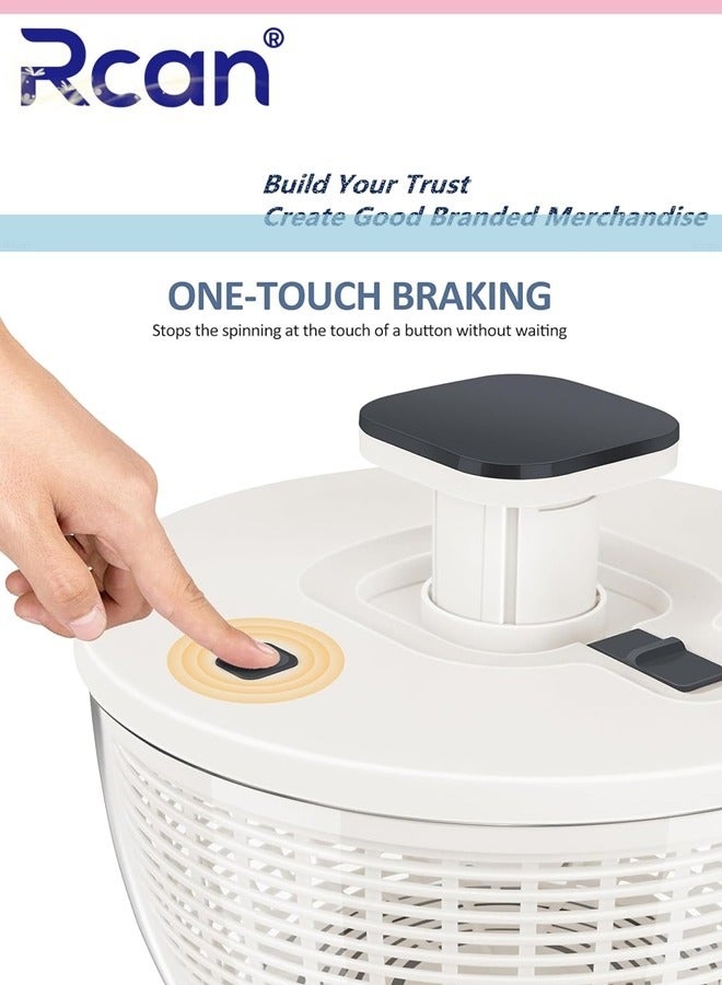 ركان مجفف سلطة سعة 6 لتر، مجفف سلطة يدوي متعدد الوظائف، مجفف خس وغسالة خضروات، خالٍ من مادة BPA، خلاط سلطة مع دافع قابل للسحب وزر فرامل للخضروات الخضراء والخس والفواكه والخضروات - Image 2