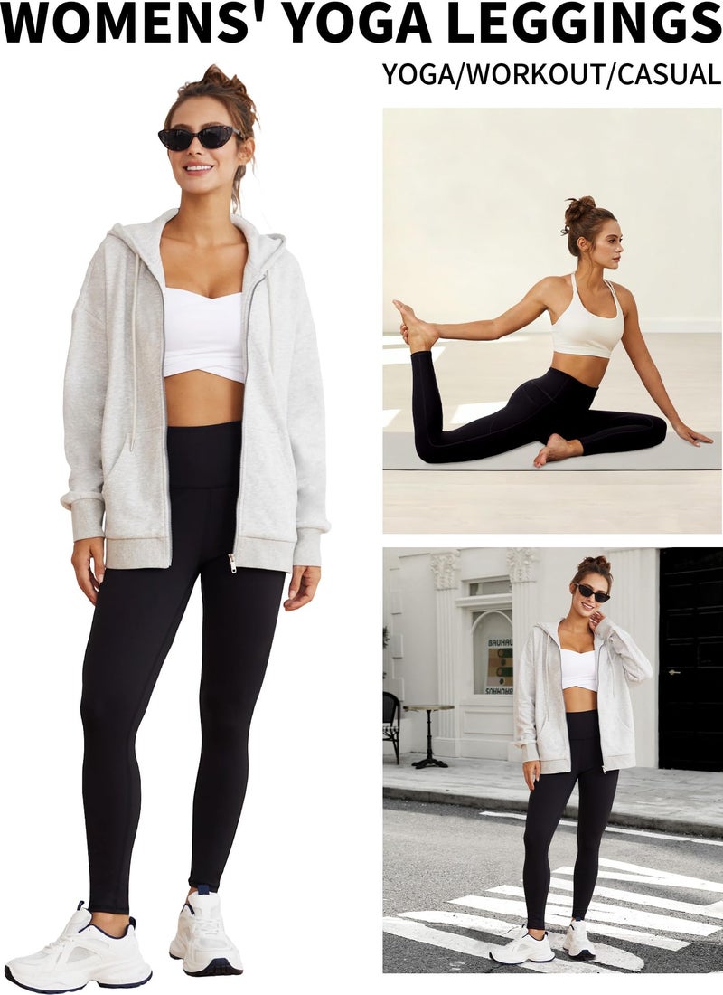 DLOODA Yoga Leggings for Women with Pockets High Waisted Tummy Control Yoga Pants Soft Buttery Workout Leggings Gym Black - Image 5