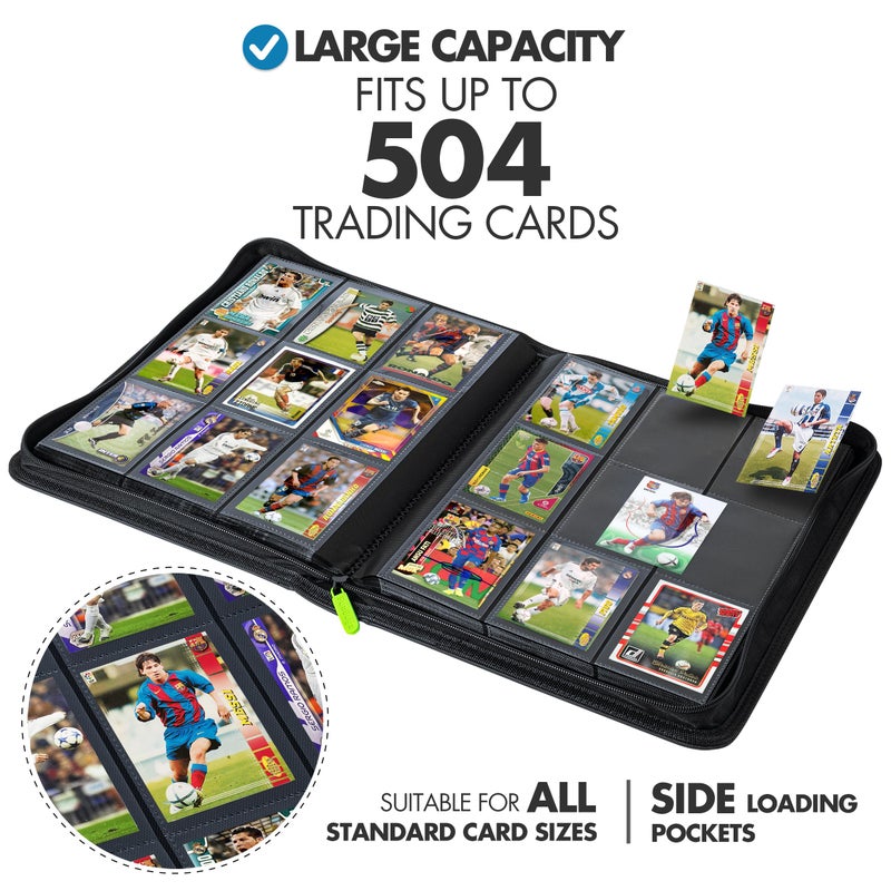 FunGuys Trading Card Binder for Cards, 9 Pocket, 504 Side Loading Sports Card Binder, Card Collection Binder for Yugioh, MTG, TCG, Card Book Holder for Trading Cards - Image 2