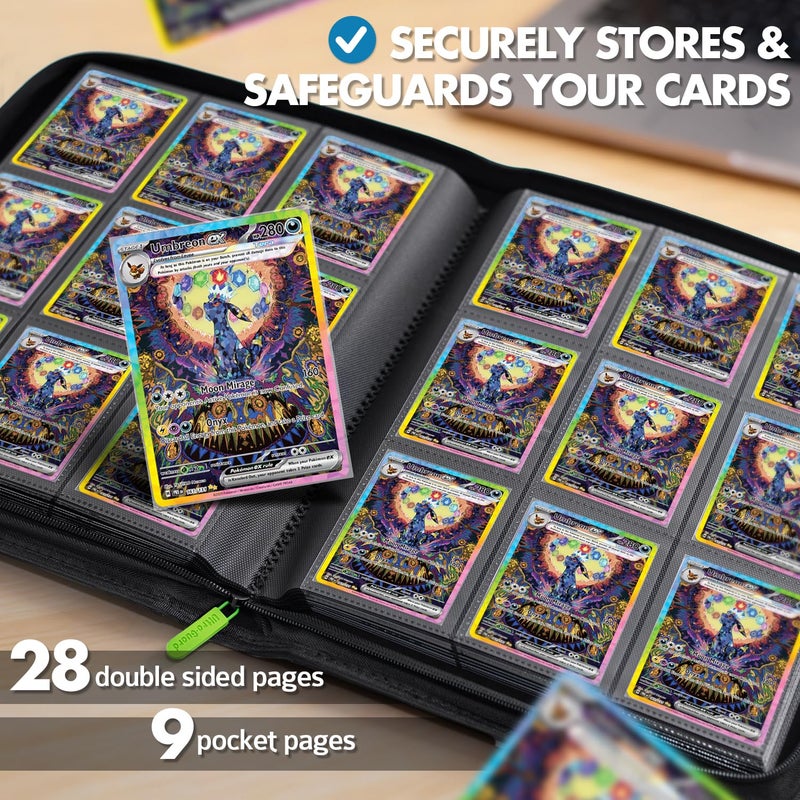 FunGuys Trading Card Binder for Cards, 9 Pocket, 504 Side Loading Sports Card Binder, Card Collection Binder for Yugioh, MTG, TCG, Card Book Holder for Trading Cards - Image 3