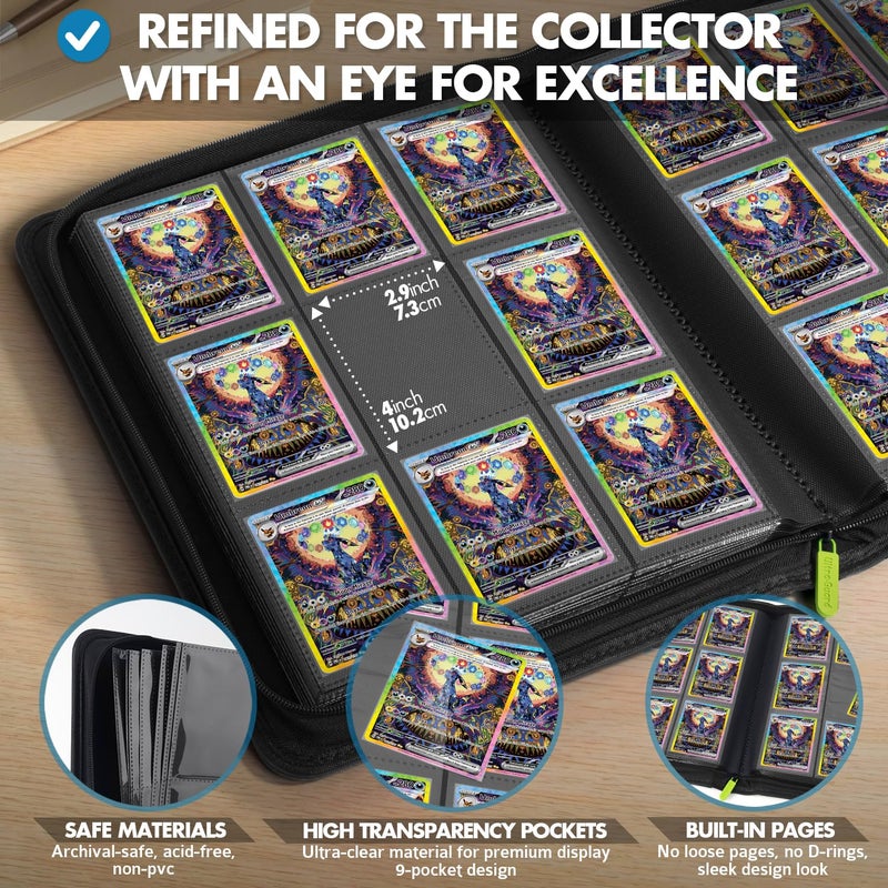 FunGuys Trading Card Binder for Cards, 9 Pocket, 504 Side Loading Sports Card Binder, Card Collection Binder for Yugioh, MTG, TCG, Card Book Holder for Trading Cards - Image 4