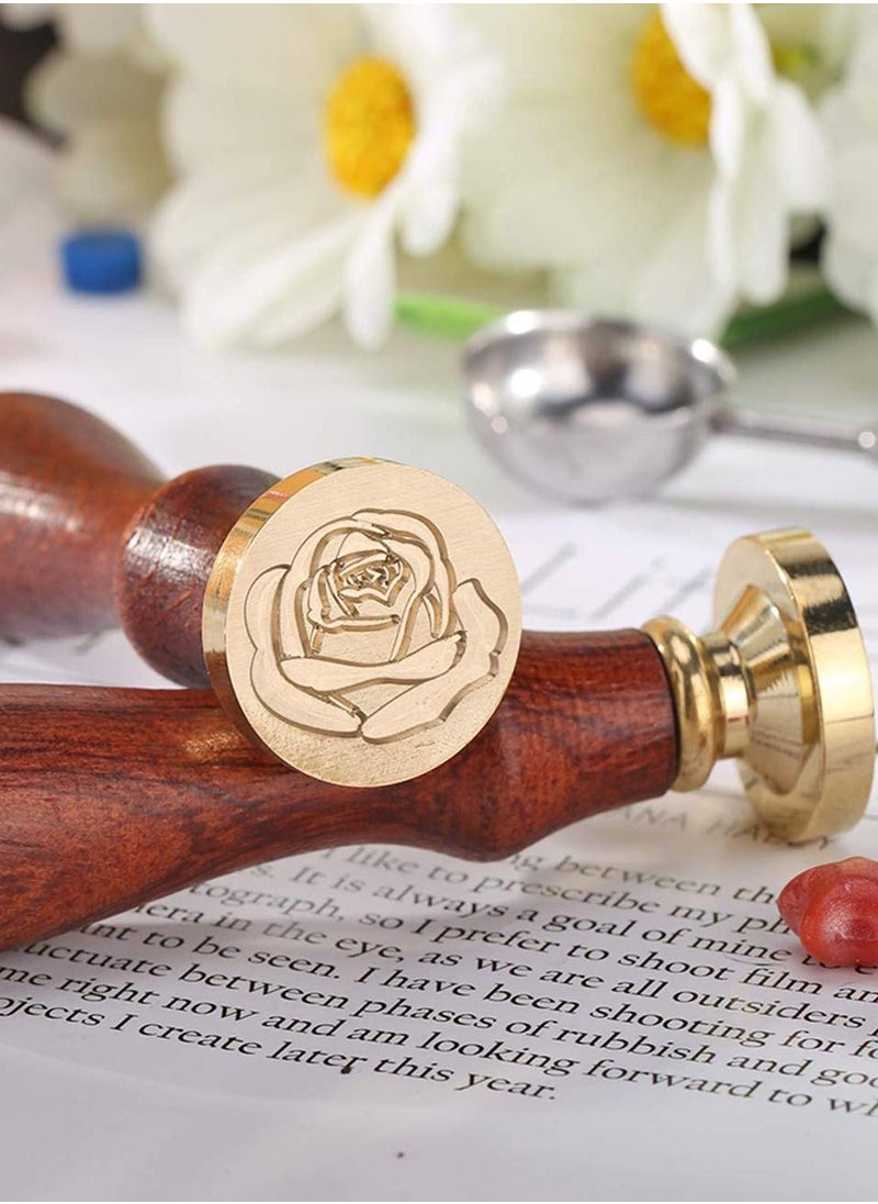 Y&D Wax Seal Stamp Elegant Rose Brass Heads and Classic Wooden Handle Sealing Sticks for Invitations Cards Wedding  - Image 2