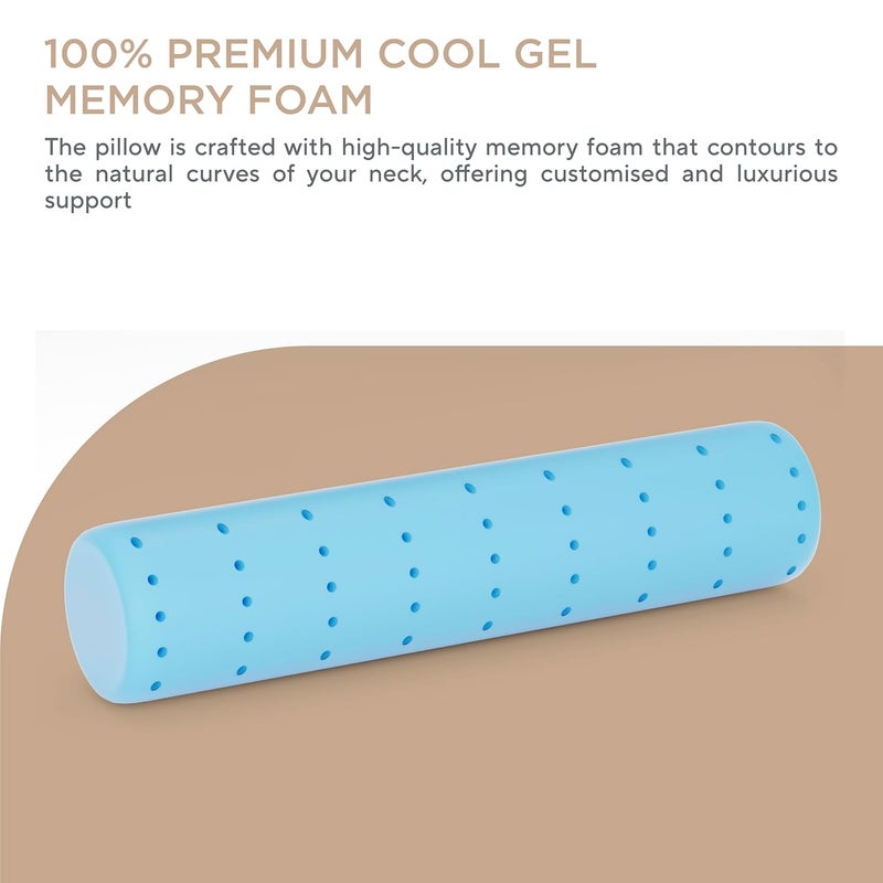 FOverA وسادة لف الرقبة لتخفيف آلام الرقبة - وسادة رقبة من فوم الذاكرة للسرير | وسائد دائرية للرقبة للنوم | وسادة دعم للسرير والساقين والظهر (أزرق داكن) - Image 3