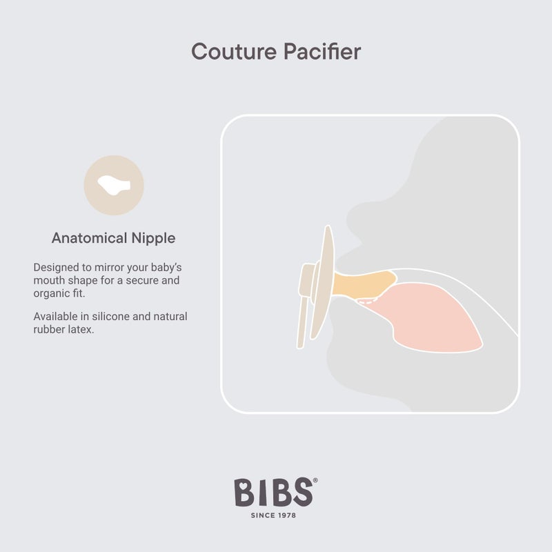 BIBS Couture Baby Pacifier 2-Pack | Made in Denmark | BPA Free Dummy Soother, Anatomical Nipple. Natural Rubber Latex, Size 2 (6-18 Months), Ivory / Blush - Image 3