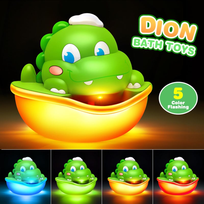 Puidapo Dinosaur Bath Toys,Baby Bath Toys Light Up Bath Bubble Machine Automatic Bath Bubble Maker with Colourful Light Bathtime Shower Bath Toys for Kids Ages 1-3 4-8 Birthday Gift for Toddler Boys Girls - Image 2