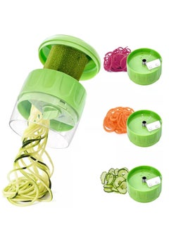 Handheld 3 in 1 Vegetable Spiralizer Slicer Adjustable Veggie Spiral Slicer Cutter （Green）