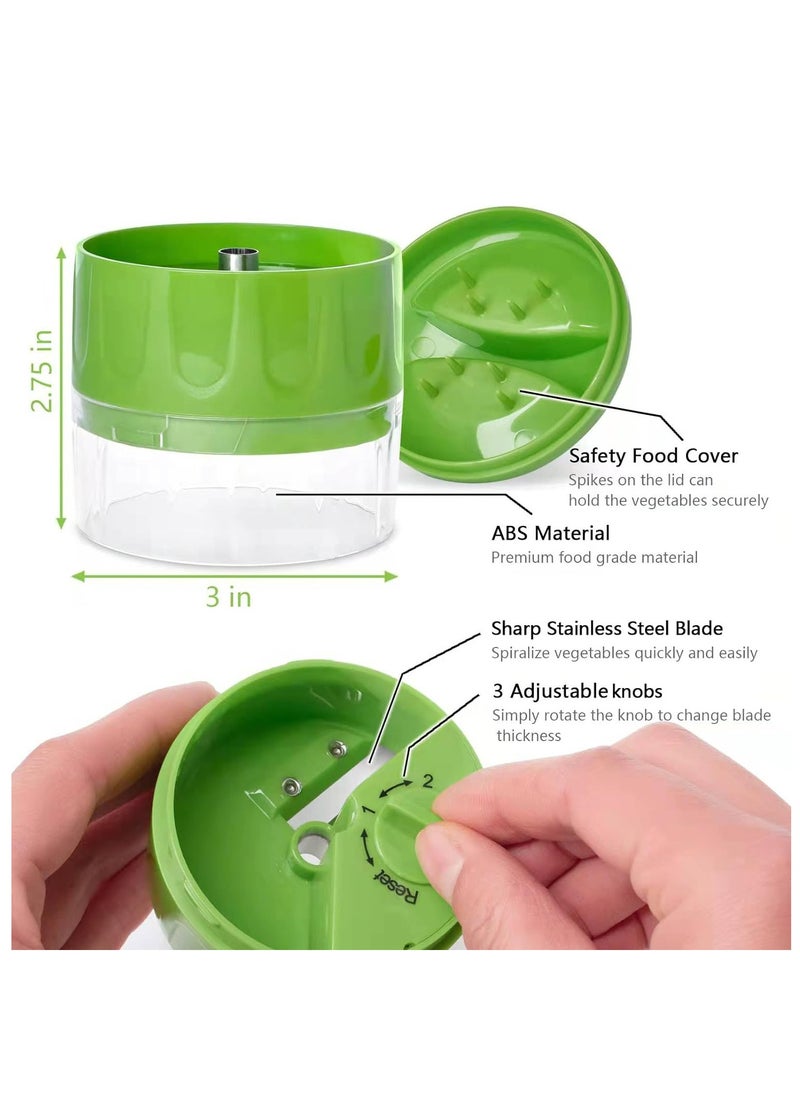 Oasisgalore - Handheld 3 in 1 Vegetable Spiralizer Slicer Adjustable Veggie Spiral Slicer Cutter （Green） - Image 1