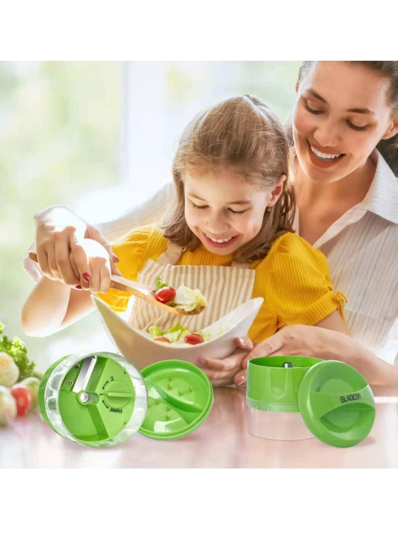 Oasisgalore - Handheld 3 in 1 Vegetable Spiralizer Slicer Adjustable Veggie Spiral Slicer Cutter （Green） - Image 1