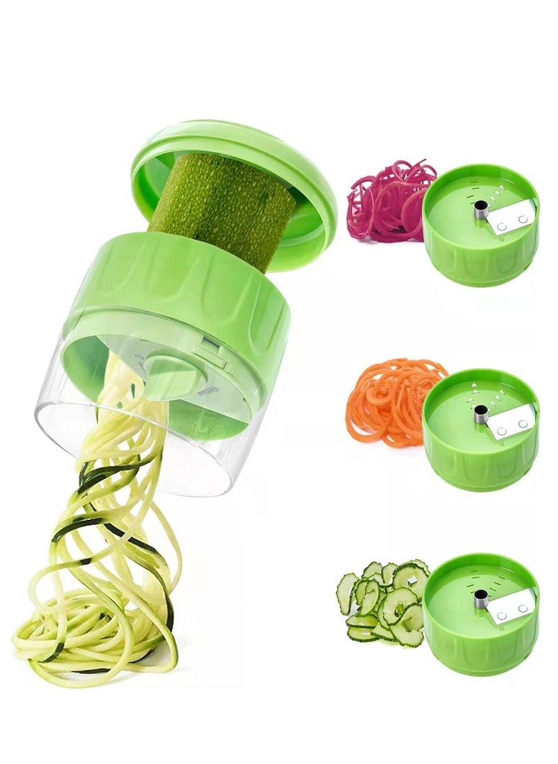 Oasisgalore - Handheld 3 in 1 Vegetable Spiralizer Slicer Adjustable Veggie Spiral Slicer Cutter （Green） - Image 1