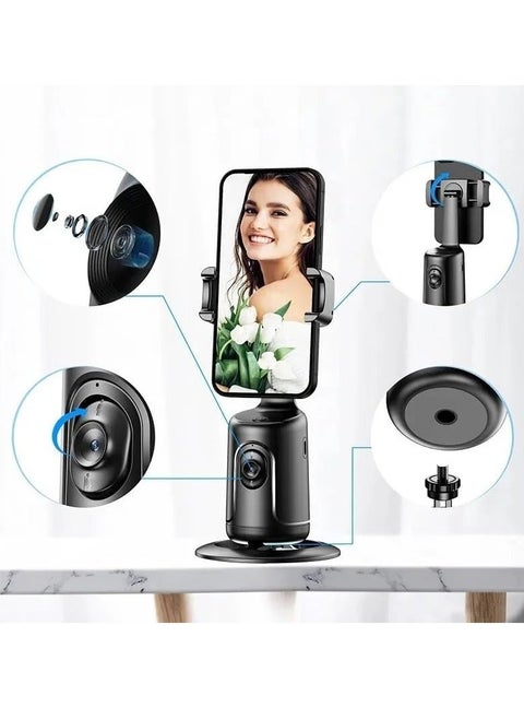 Auto Face Tracking Phone Holder Tripod Stand | Smart 360° Rotation Selfie Stick with Fast Face & Object Tracking | AI Cameraman Mount for Vlogging, Live Streaming, YouTube, Video Calls, TikTok, Online Meetings, and Content Creation