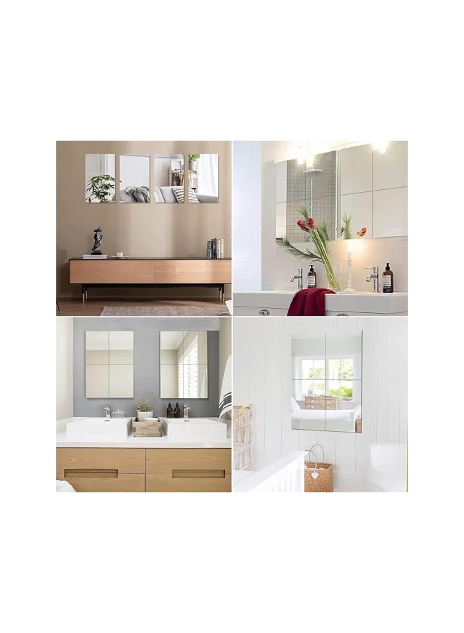 The Bros Self Adhesive Acrylic Mirror, 4 Pack Mirror Tiles, Flexible Plastic Mirror Sheets Wall Stickers, 2mm Thick Mirror, Frameless Small Mirror for Bathroom Bedroom Home Wall Decor (20x20cm) - Image 5