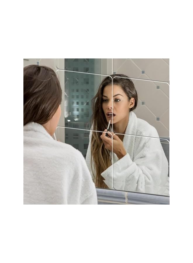 The Bros Self Adhesive Acrylic Mirror, 4 Pack Mirror Tiles, Flexible Plastic Mirror Sheets Wall Stickers, 2mm Thick Mirror, Frameless Small Mirror for Bathroom Bedroom Home Wall Decor (20x20cm) - Image 3