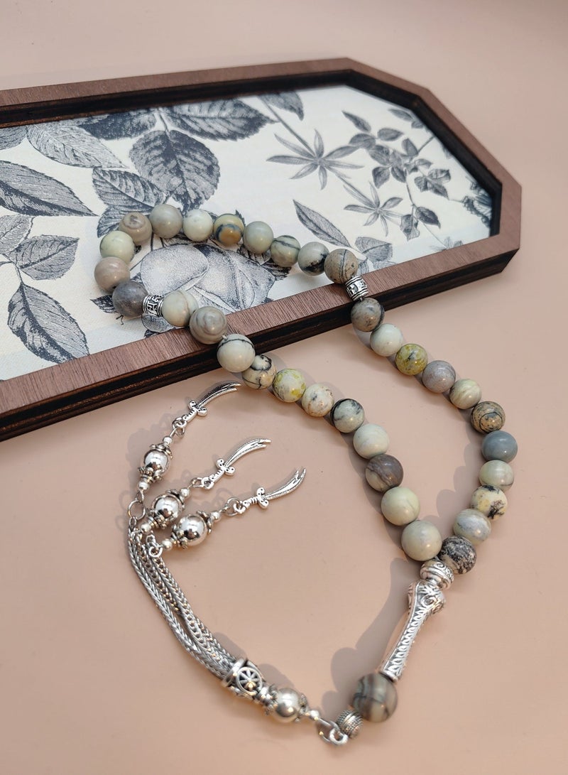 MAJOOD 33 Natural Grass Flower Stone Prayer Beads/Tasbih/10mm - Image 5
