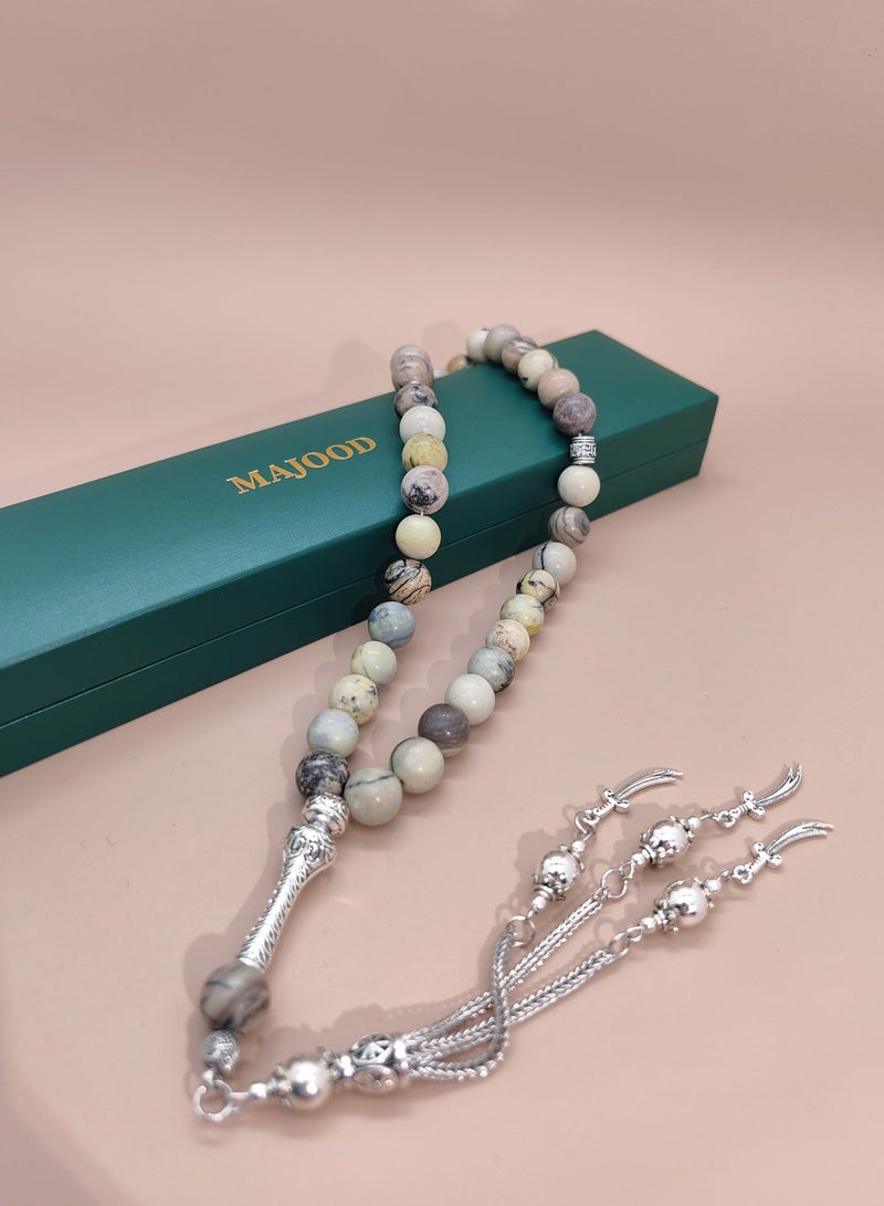 MAJOOD 33 Natural Grass Flower Stone Prayer Beads/Tasbih/10mm - Image 4