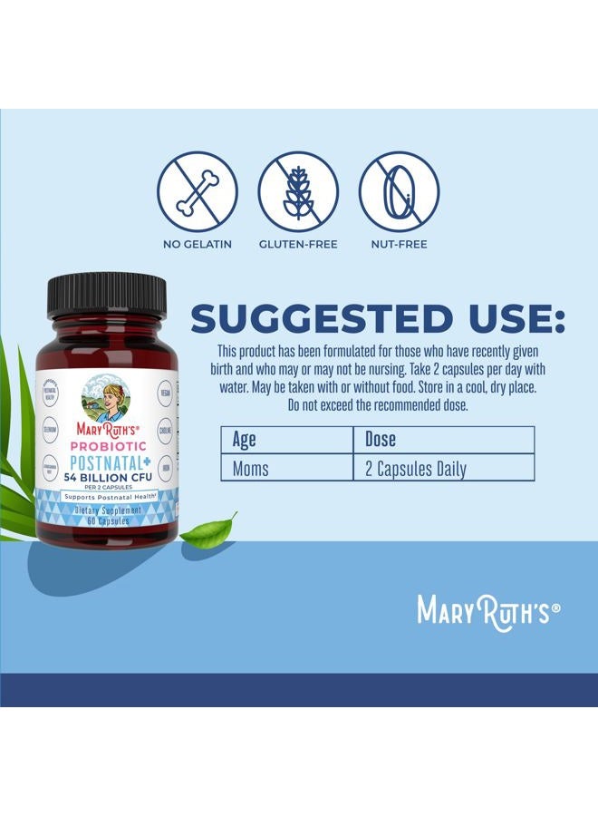 Postnatal Probiotics for Breastfeeding Women | Nursing Probiotic Capsules with Vitamins | Minerals & Antioxidants | 54 Billion CFU | Non-GMO | Vegan | 30 Servings