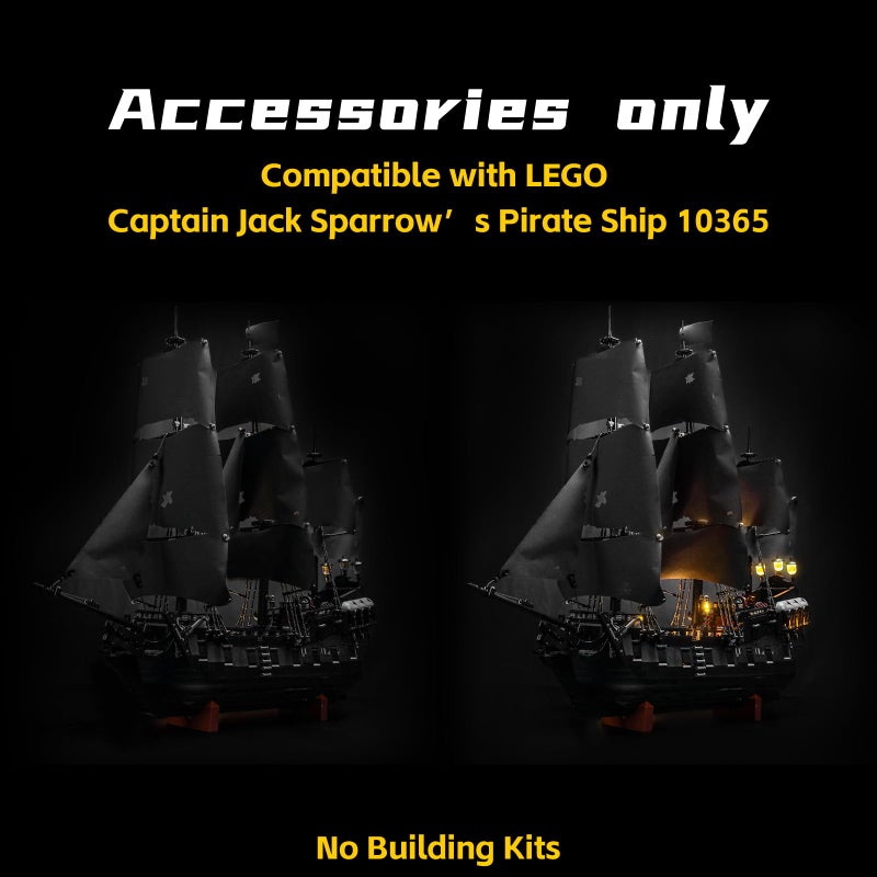 BrickBling LED Light Compatible with Lego Icons Captain Jack Sparrow's Pirate Ship, Compatible with Lego Black Pearl 10365-No Model (Classic Version Light) - Image 3