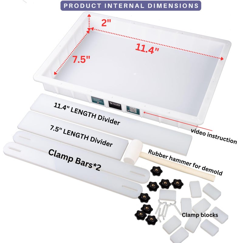 Kalinta Epoxy Mold with Divider Adjustable - 19x11x3 in No-Seal Large Resin Mold Integrated Clamping System - Perfect for Beginners & Experienced Artists Alike - Ideal for Creative Resin Art Projects - Image 2
