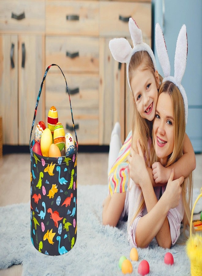 VAIVUSTO Easter Bunny Baskets Easter Egg Bucket Bag Dinosaur Print Gift Basket for Easter Decorations Party Supplies (red Dino Egg) - Image 4