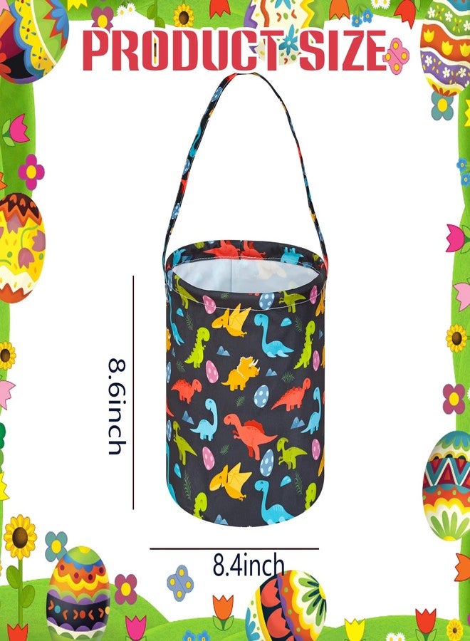 VAIVUSTO Easter Bunny Baskets Easter Egg Bucket Bag Dinosaur Print Gift Basket for Easter Decorations Party Supplies (red Dino Egg) - Image 2