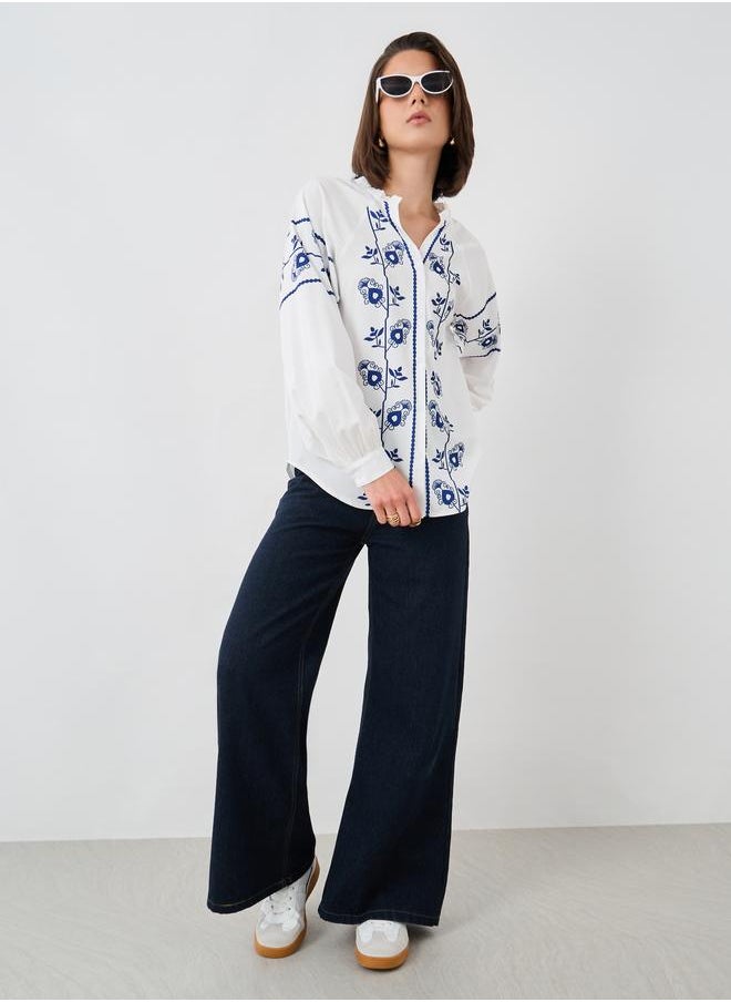 Take Two Take Two Floral Printed Balloon Sleeves Oversized Shirt  - Image 2