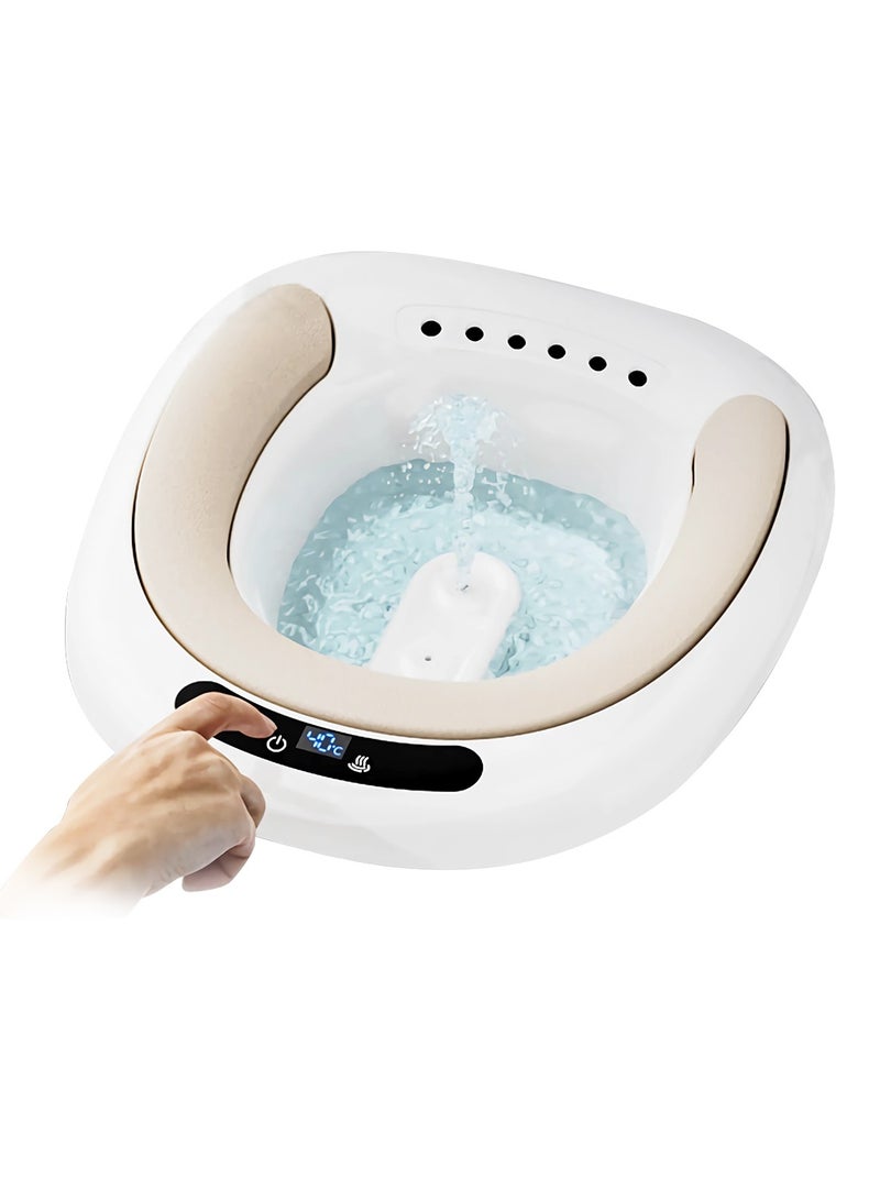 LUCKIER Electric Bidet for Women & Elderly – PP Material Heated Sitz Bath with Dual Nozzle, PU Cushion, Adjustable Warm Water & Touch Control – White