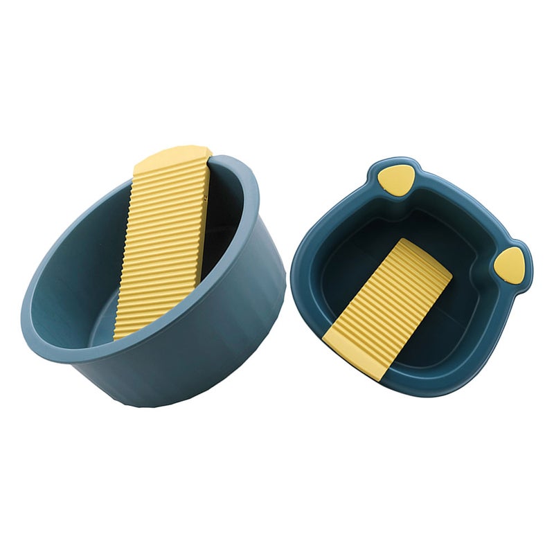 2pcs Portable Wash Basin With Washboard For Baby Clothes Hand Wash Laundry Tub Non- Washboard Basin For Home And Travel - Image 4