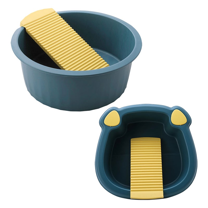 2pcs Portable Wash Basin With Washboard For Baby Clothes Hand Wash Laundry Tub Non- Washboard Basin For Home And Travel - Image 3