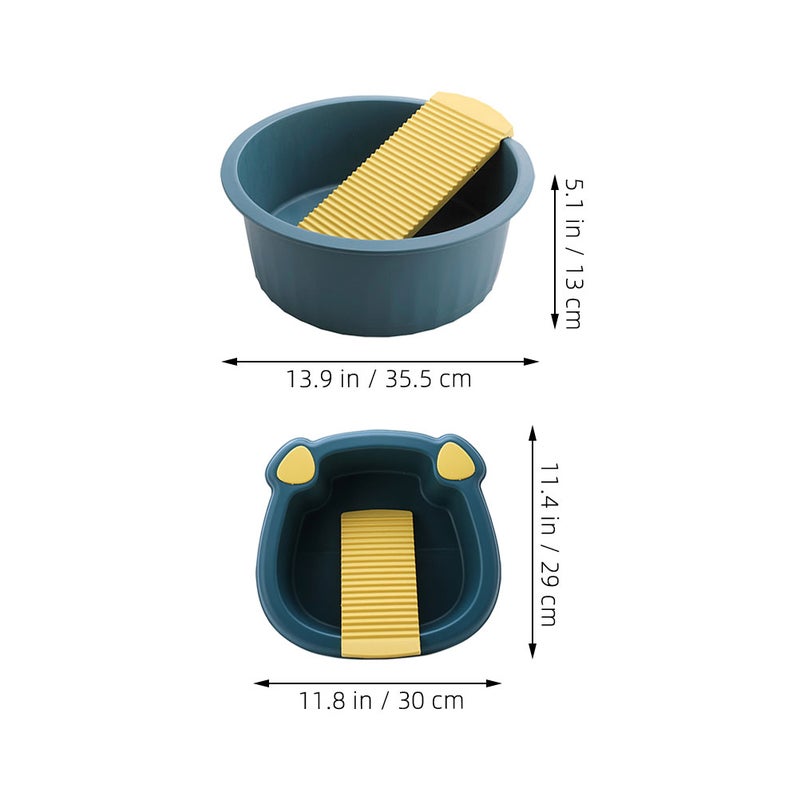 2pcs Portable Wash Basin With Washboard For Baby Clothes Hand Wash Laundry Tub Non- Washboard Basin For Home And Travel - Image 2
