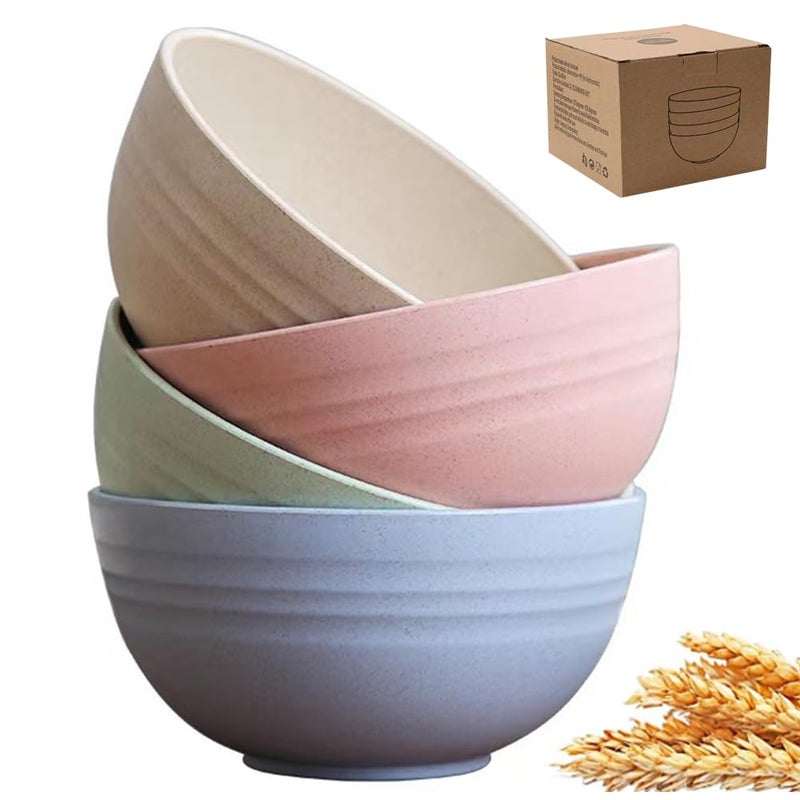 LRUUIDDE Unbreakable Cereal Bowls 24 oz - Reusable Wheat Straw Bowl - Dishwasher -Microwave Safe - Bamboo Kids Bowls Set, Soup Salad Rice Oatmeal Desserts- BPA Free, Eco-Friendly - Image 1