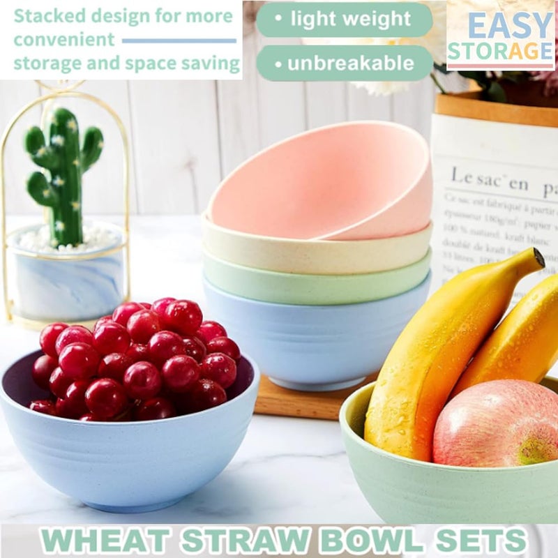 LRUUIDDE Unbreakable Cereal Bowls 24 oz - Reusable Wheat Straw Bowl - Dishwasher -Microwave Safe - Bamboo Kids Bowls Set, Soup Salad Rice Oatmeal Desserts- BPA Free, Eco-Friendly - Image 2